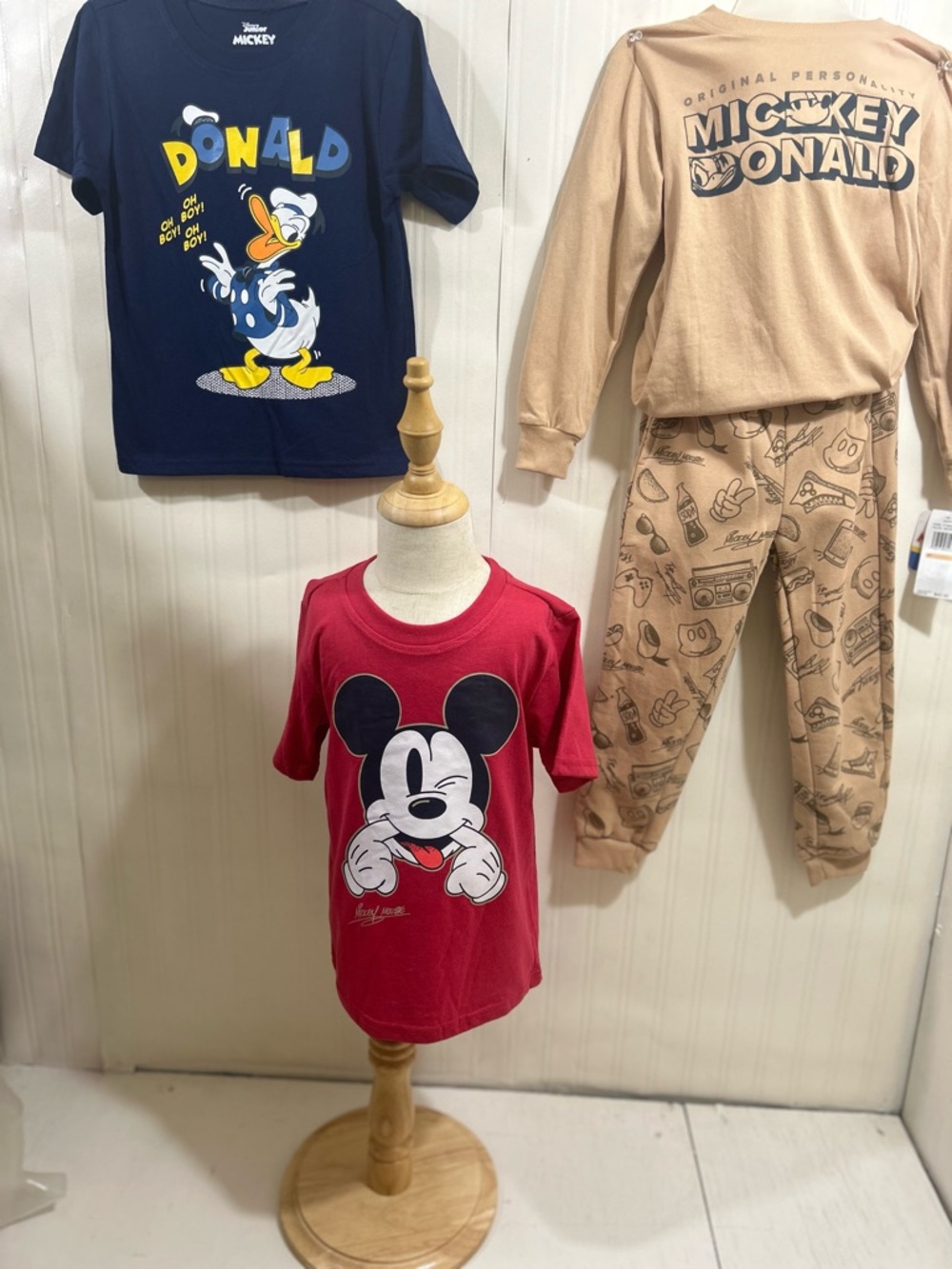 Disney Red Mickey Mouse Short-Sleeve Tee Set (Navy & Tan Accents)